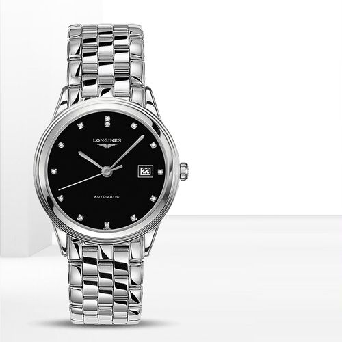 longines浪琴手表 军旗系列自动机械精钢镶钻男表 l4.974.4.57.