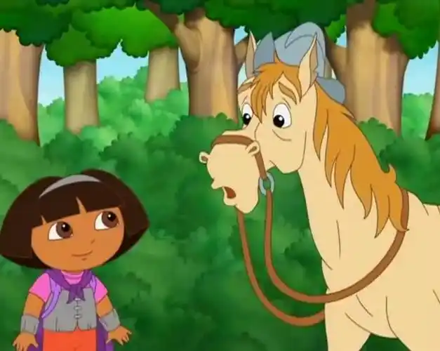 爱探险的朵拉第七季:朵拉被小马认成最美的女骑士,很是开心!