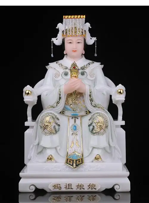 三漫陀汉白玉妈祖娘娘佛像湄洲海神天上圣母天后天妃神像家用供奉妈祖