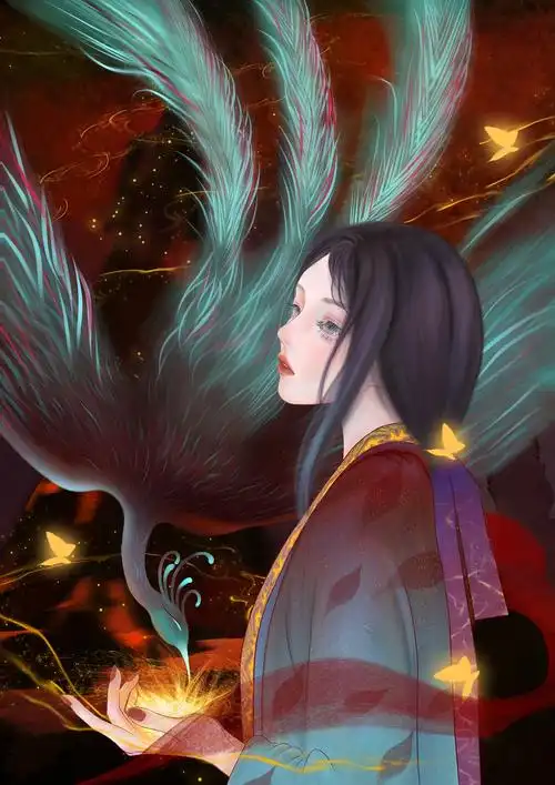 《山海经》异兽——毕方的拟人化插画设计