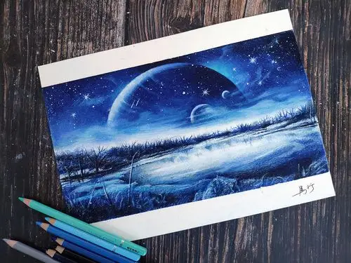 彩铅画星空