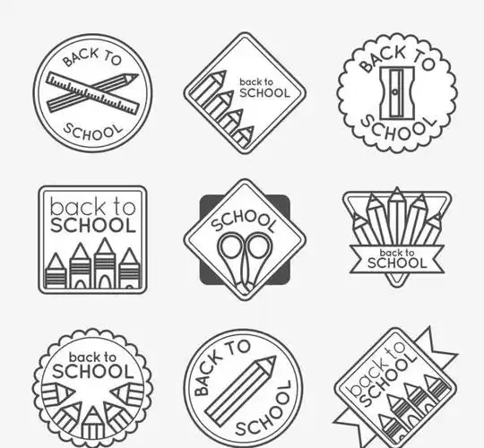 关键词 : 手绘,学校,校园,徽章,黑白