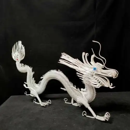 铜丝工艺品摆件铜丝树摆件编织车载龙铁丝摇钱树制作工艺品串珠店铺铝