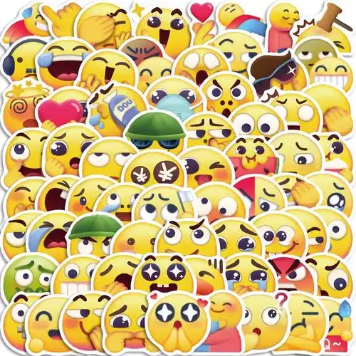 表情包防水装版饰贴纸emoji小黄豆表情包贴纸栓q爆款69张抖音最新