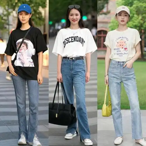 而今年就火了一种穿法,用t恤和牛仔裤搭配,在打造出休闲感的同时还能