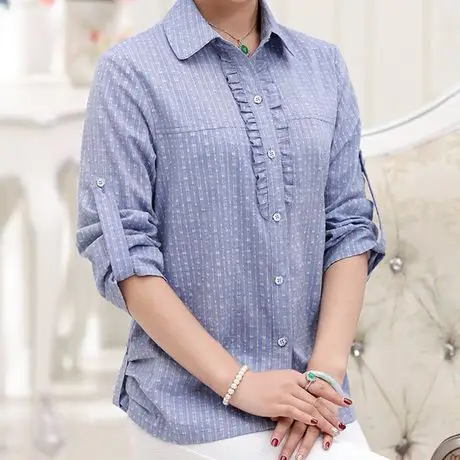中老年女装夏装中袖妇女衣服夏中年衬衣女长袖40-50岁妈妈装衬衫
