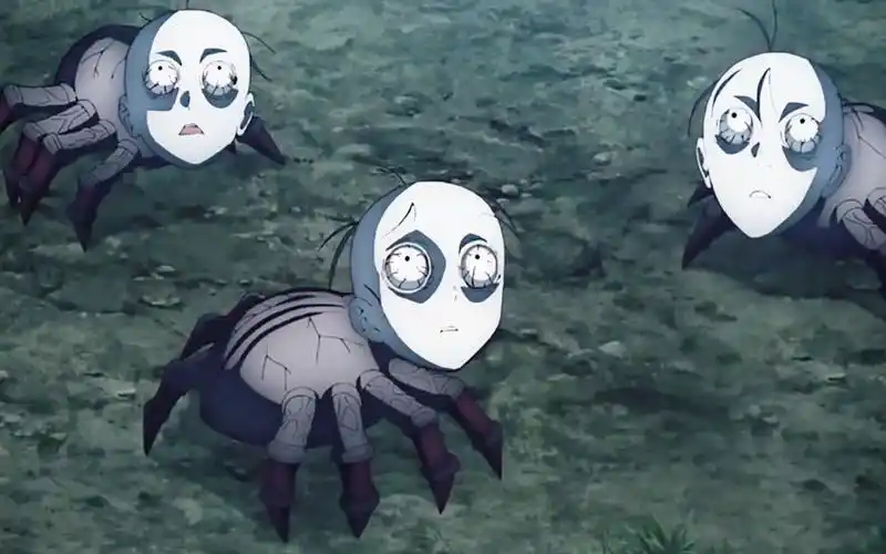 人面蜘蛛来袭,蜘蛛居然长着人脸,把我妻善逸吓着跑到了树上_哔哩哔哩