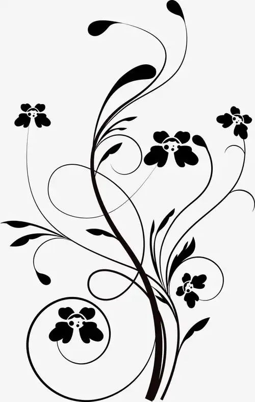 水墨黑色花藤png图