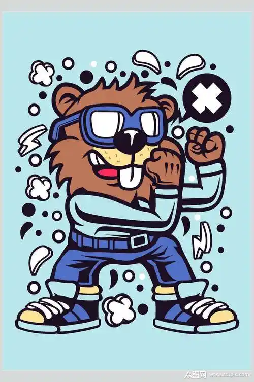 狮子卡通动物人物插画素材素材