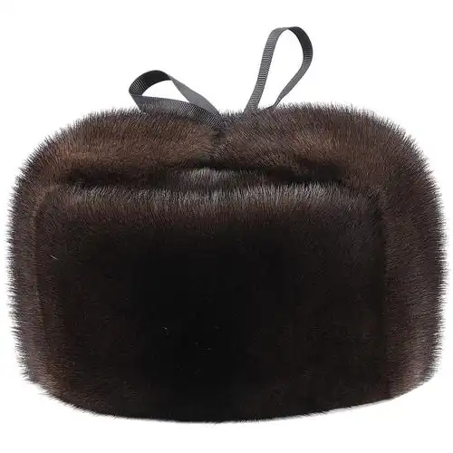 貂皮帽子男貂毛整貂皮草雷克法式复古帽水貂加厚保暖中老年爸爸冬