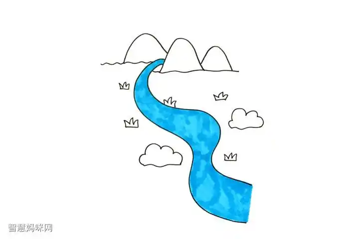 山间小溪风景怎么画-图3