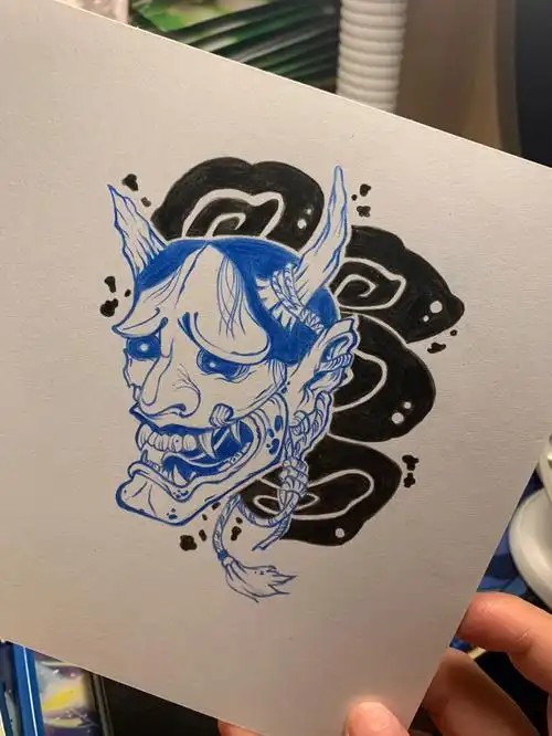 继续手绘 下一步打算尝试画日式老传统#纹身手稿  #手绘  #般若