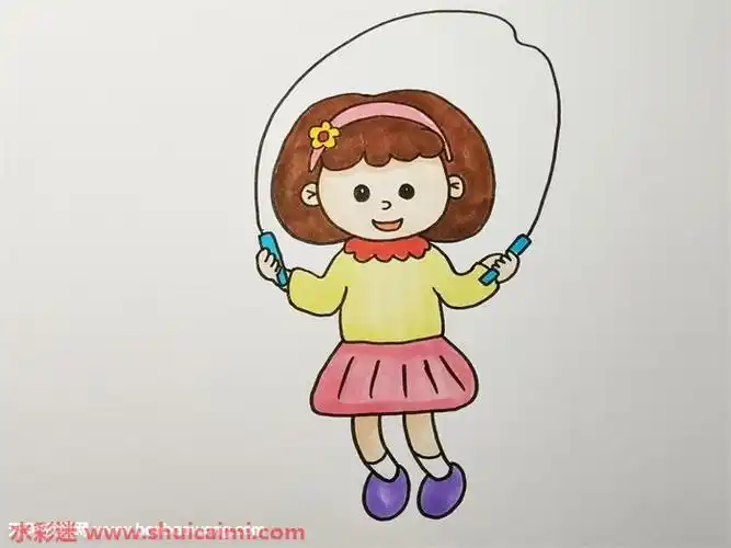一个小孩跳绳怎么画一个小孩跳绳简笔画漂亮彩色