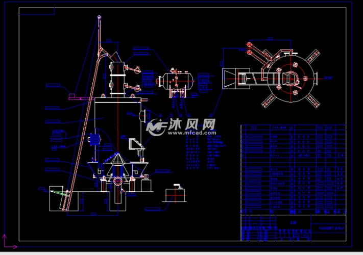 2米煤气炉设备图 - 换热压力容器图纸 - 沐风网