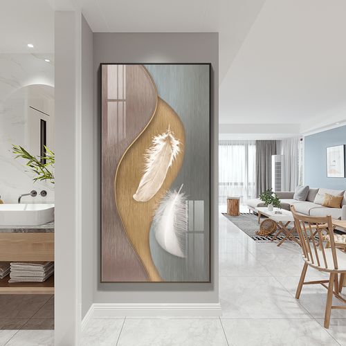 走廊过道竖版现代简约墙壁画轻奢挂画玄关装饰画北欧风客厅晶瓷画