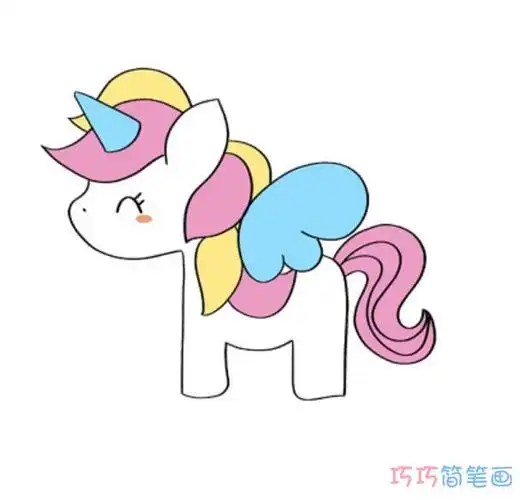 小马的画法带步骤简单又好看涂颜色 - 巧巧简笔画