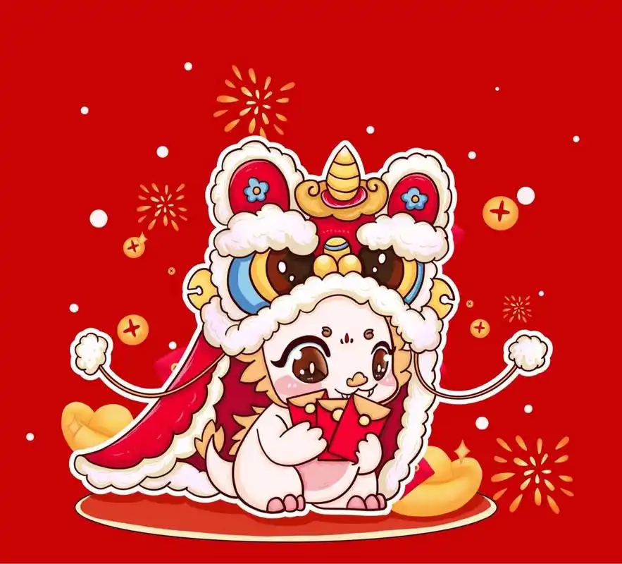 龙年插画-醒狮龙宝宝 新鲜出炉的可爱龙宝宝来啦～预祝大家新的一年
