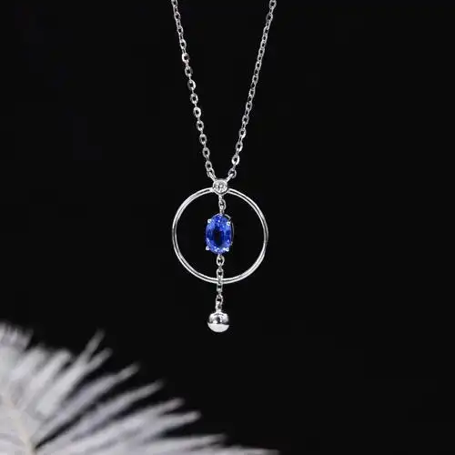 18k金镶蓝宝石吊坠