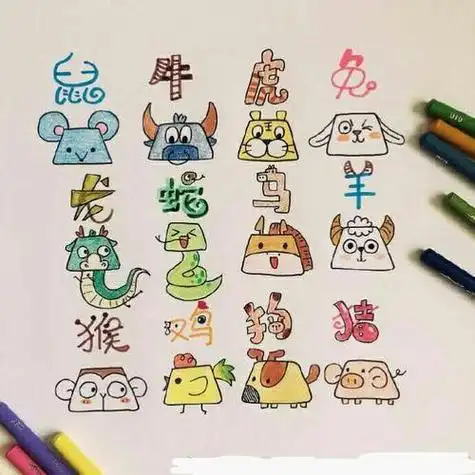 十二生肖的简笔画十二生肖的简笔画图片大全可爱
