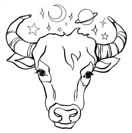矢量金牛座星座.手绘占星卡孤立在白色背景.