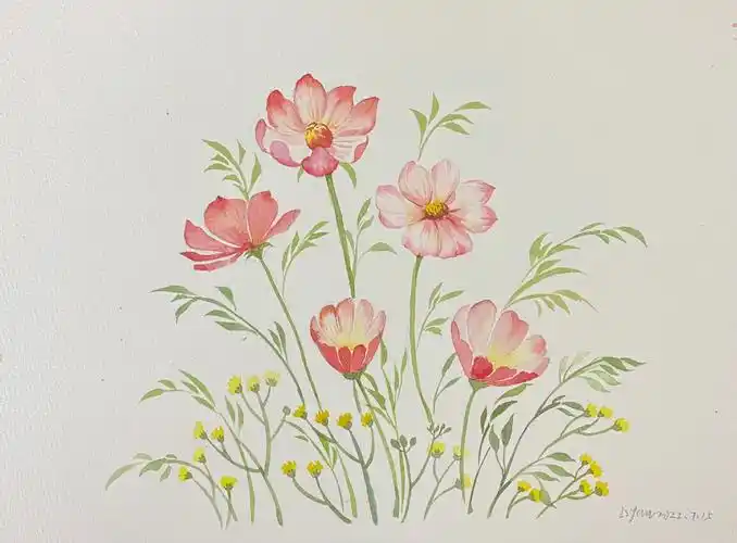 水彩花草临kate作品