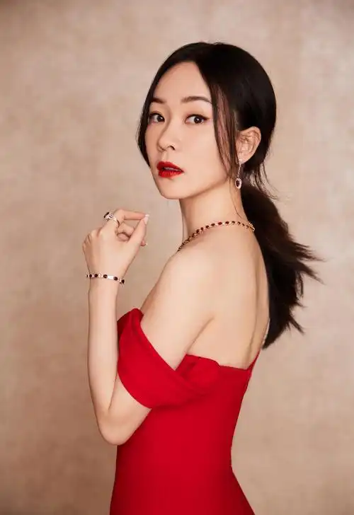 霍思燕抹胸裙性感写真图片