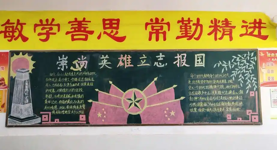 其它 周至三中黑板报大赛 写美篇参赛班级:2017级1班 设计主题:英雄