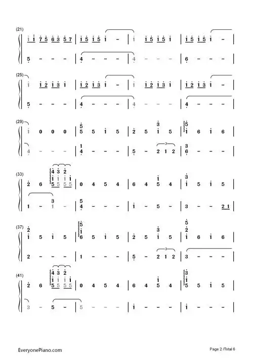 三叶角色主题音乐双手简谱预览2-钢琴谱文件(五线谱,双手简谱,数字谱