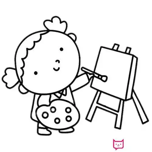 漂亮的人物简笔画图片,画画的小女孩