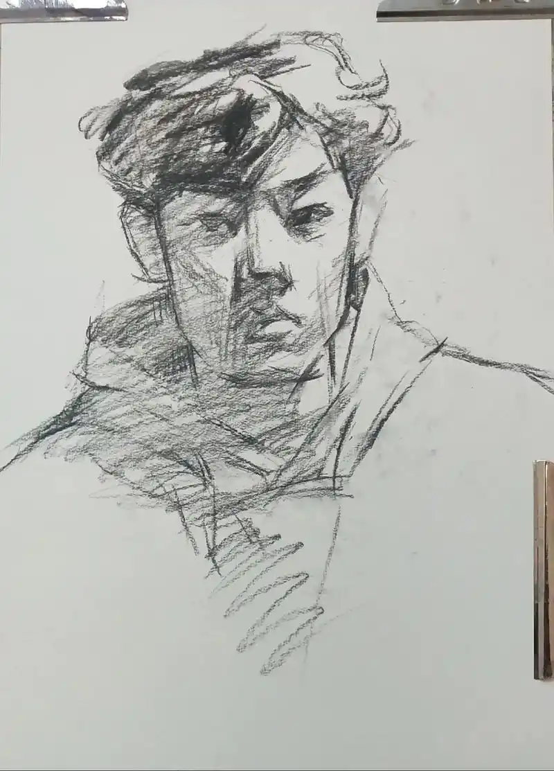 素描头像步骤  - 无名画画人 - 抖音