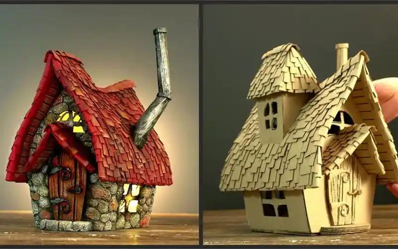 【diy手工制作/创意的妈妈】使用硬纸板制作童话小屋