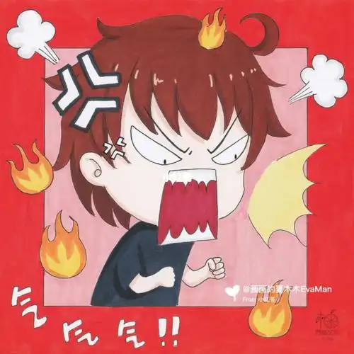 这叫贼生气.—————————适合漫画入门,单个头部表情练习.