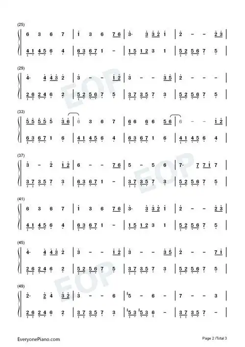 风云之歌-风云雄霸天下插曲双手简谱预览2