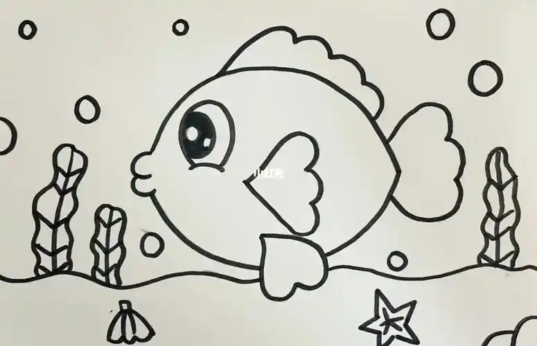 简单又好看的儿童画海底世界小鱼