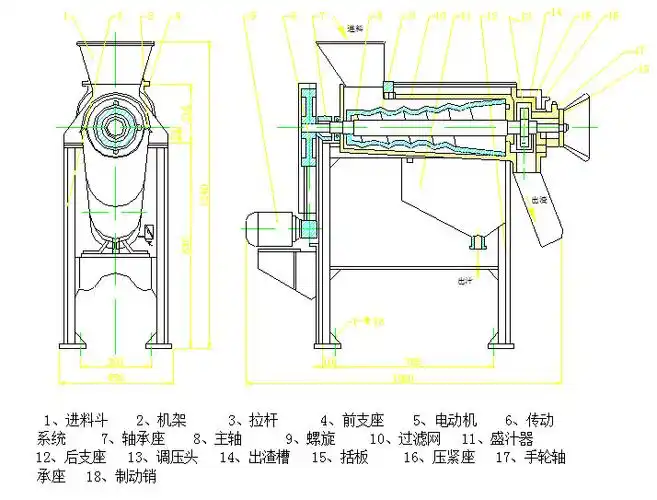 厂家直销 不锈钢螺旋榨汁机 果蔬榨汁机 全自动破碎榨汁 - 机械设备