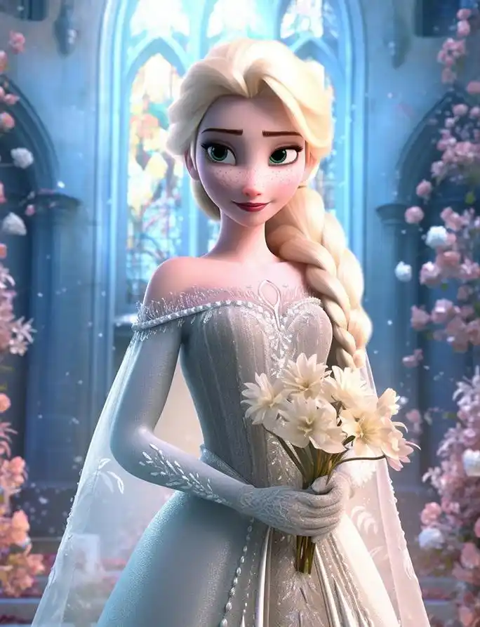 ai视觉风暴艾莎的婚礼 关键词:迪士尼冰雪奇缘人物艾尔莎,有着极致的