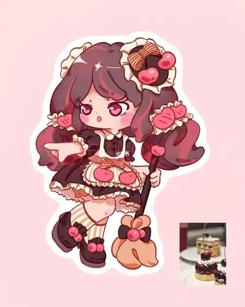 原创甜点拟人系列立绘樱桃女仆