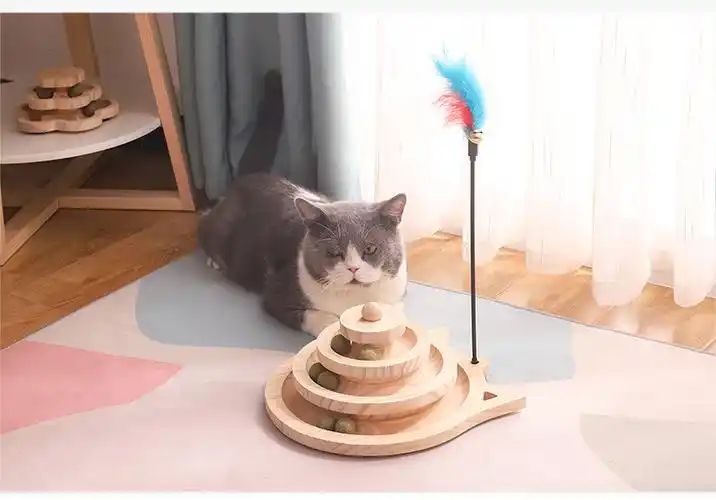 猫玩具实木转盘耐用猫薄荷逗猫棒猫咪自嗨猫抓板宝宠派 豪华小号猫