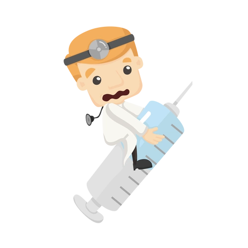 骑着注射器的医生矢量素材