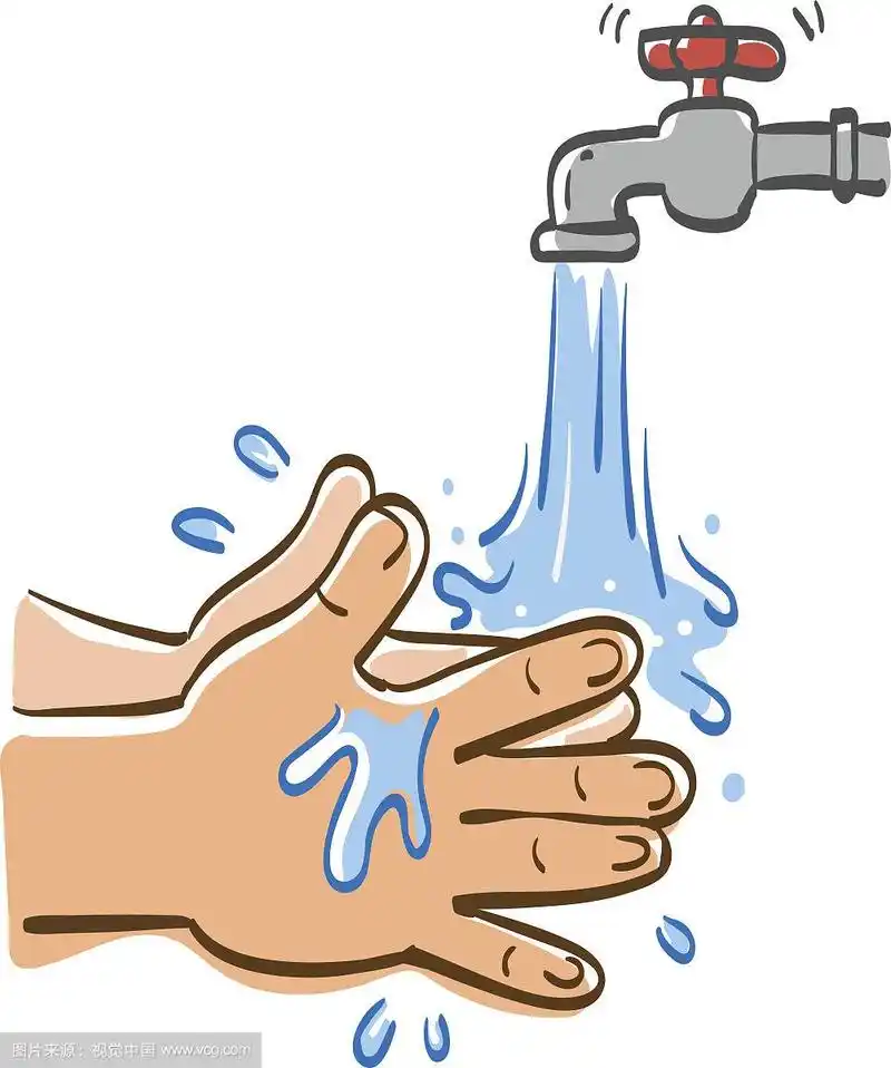 用清水洗手,矢量图形说明.