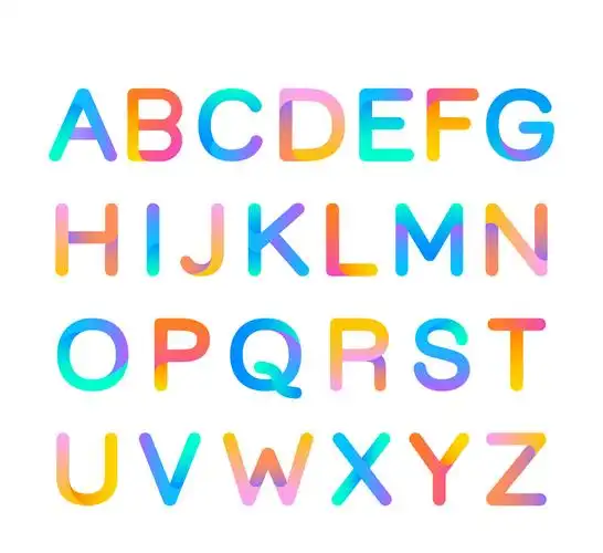 26个彩色英文字母设计矢量素材