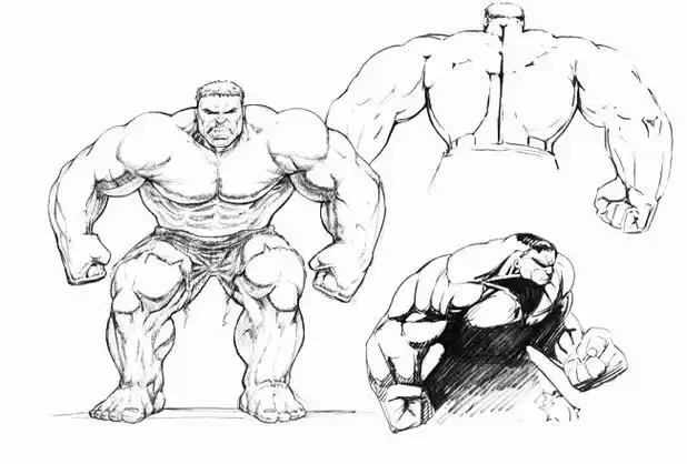 绿巨人浩克简笔画的画法图片钢铁绿巨人简笔画绿巨人浩克怎么画简笔画