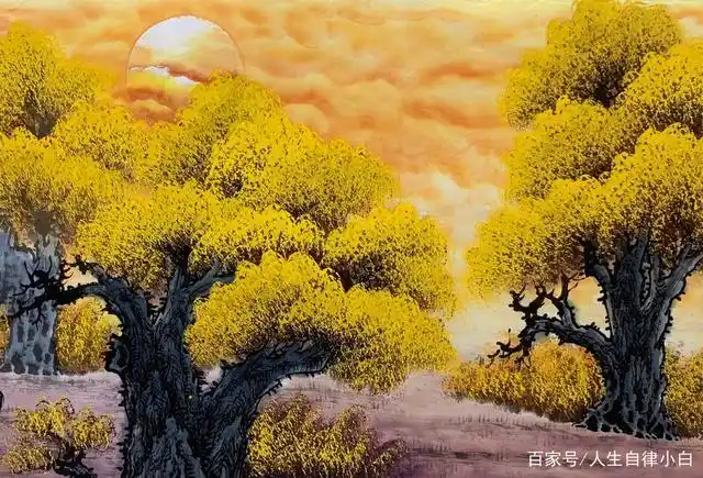 纯手绘(黄金遍地)国画山水画客厅装饰挂画办公室招财靠山壁画