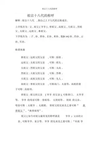 祖宗十八代的称呼