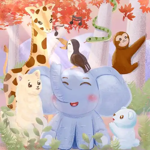 动物保护宣传儿童插画2张