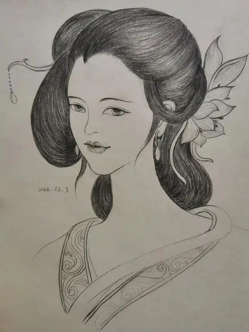 古风美人.#临摹手绘 #铅笔仕女图 #临摹练习 @抖音小助手 - 抖音