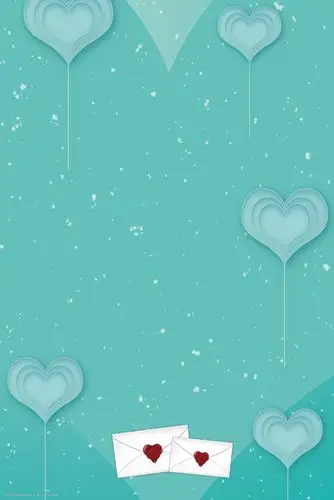 情人节 清新 文艺 爱心 湖蓝 简约 信封 psd分层 海报背景