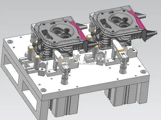 摩托车缸体加工下平面夹具