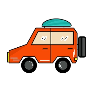 原创手绘卡通可爱越野车吉普车