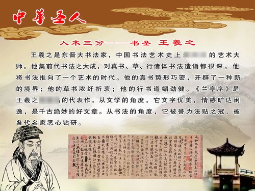 643海报印制海报展板素材692校园文化中华圣人书法家王羲之简介